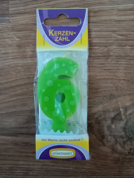 Świeczka urodzinowa, cyfra 6, nowa