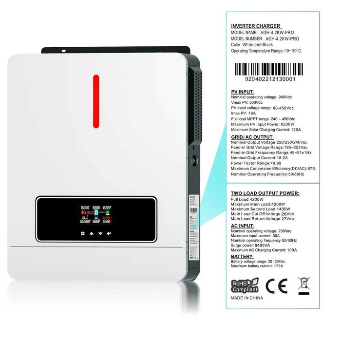 Гібридний сонячний інвертор Daxtromn AGH-4,2KW-PRO 4,2кВт, 24В Тихий
