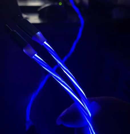 Светящийся USB кабель для быстрой зарядки 3 в 1