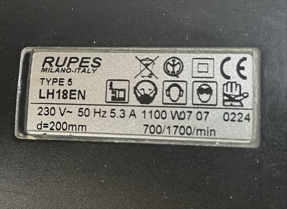 Rupes LH18EN Полірувальна Машина Роторна 200мм 1100Вт