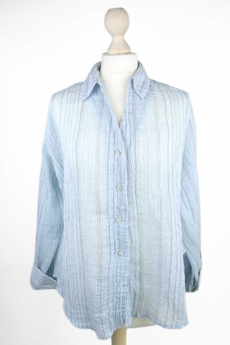 Koszula rozpinana gnieciona paski, Principles, niebieski, rozmiar XXXL (46), basic casual office