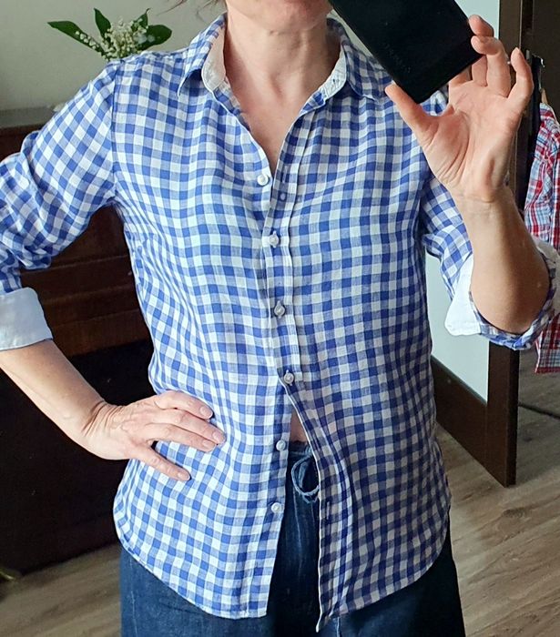 Koszula Lambert w biało-niebieską kratę, r. 34