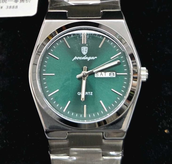Relógio Masculino POEDAGAR – Verde – Quartz – Day/Date – Aço – Novo