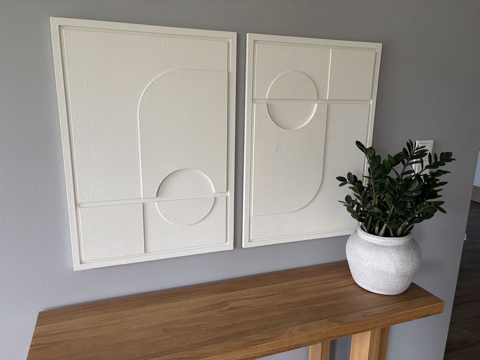 Obraz 3D MURSO Geometric II Bianco 50x70 – tynk gliniany