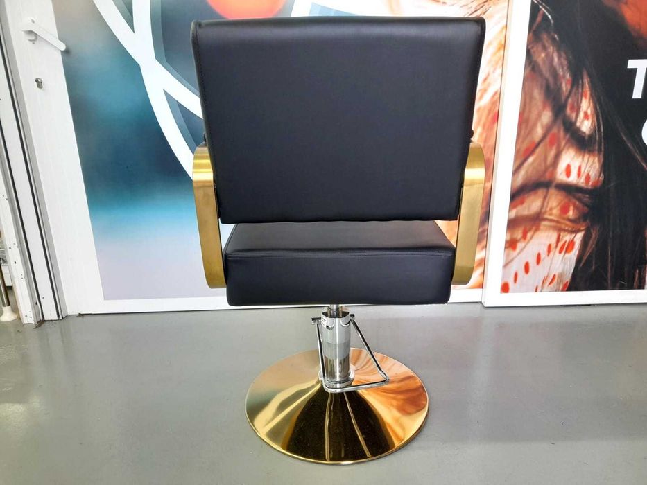 Cadeira de Cabeleireiro e Barbeiro Dourada (NOVAS E PROFISSIONAIS)