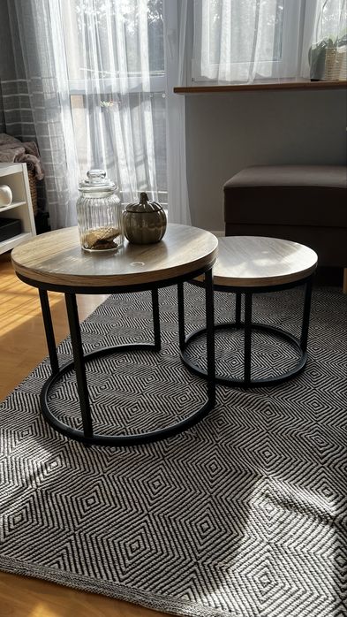 Stolik kawowy 2w1 okragły loft