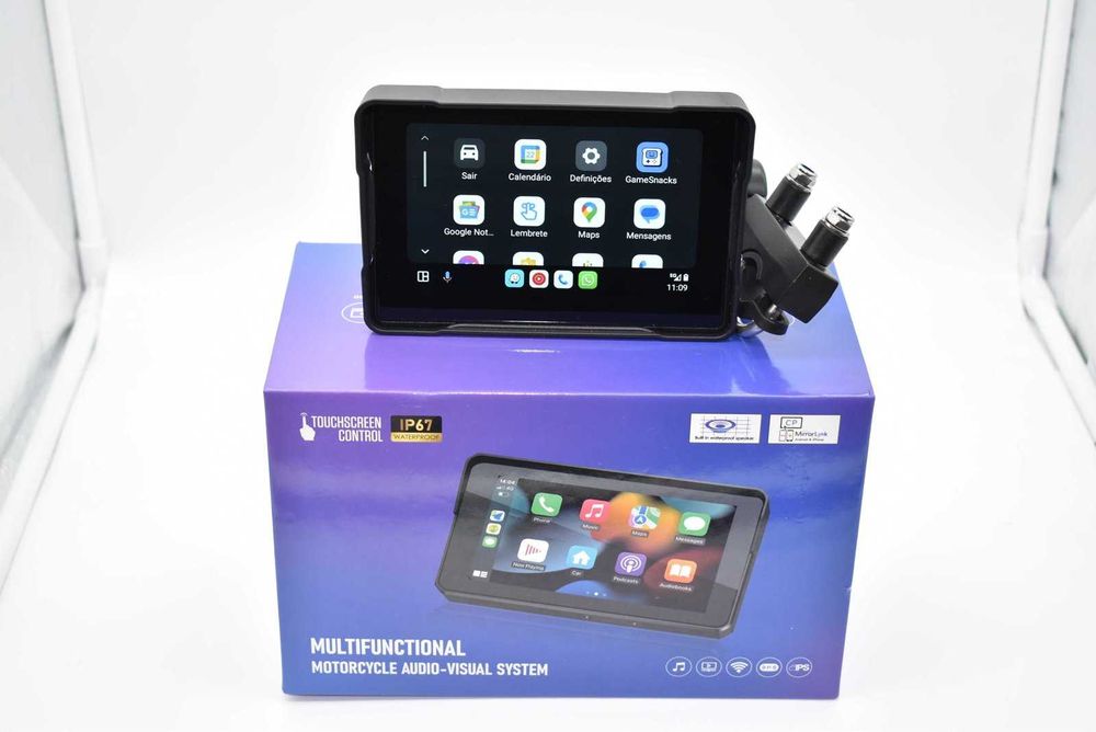 Ecrã CarPlay e Android Auto sem Fios para Mota – 5" à Prova de Água