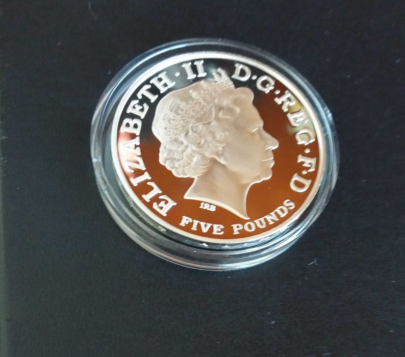 5 libras prata prof 0,925, póstuma rainha mãe.