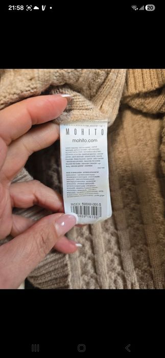 Mohito komplet SM beżowy sweter golf spódnica