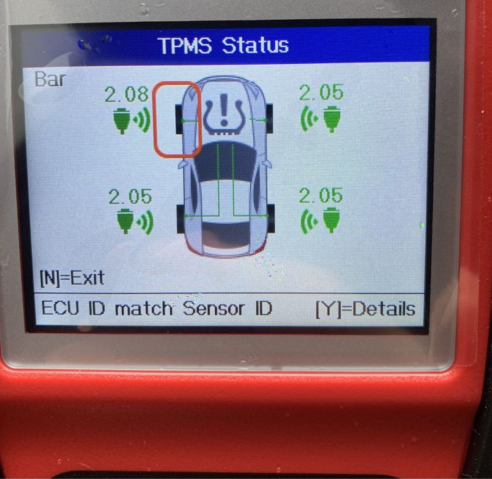 Діагностика та обслуговування датчиків тиску  колес авто TPMS