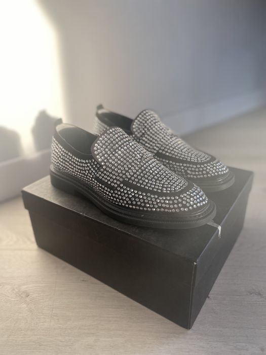 Шкіряні лофери зі стразами PRADA
