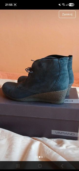 Botki Deerberg skórzane koturn 42