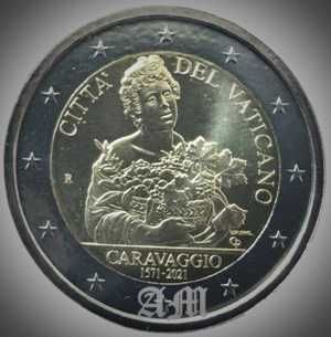 VATICANO - 2€ - 450º Aniversário do nascimento de Caravaggio 2021 - BU