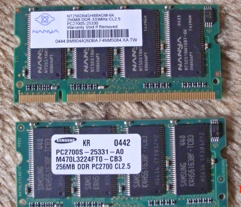 Memória DDR 256MB 333MHz para Portátil64730009689346122