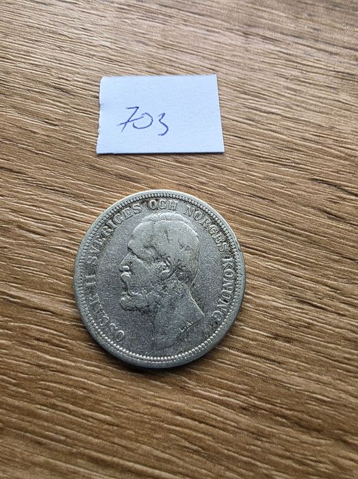 2 Korony 1897 Srebro Ag 800 Szwecja Oskar II
