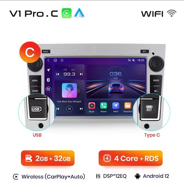 Rádio Android Opel Astra Corsa CD Zafira Vivaro Carplay GPS wifi 2/32G