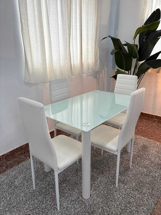 Mesa de vidro com 4 cadeiras Levamos a sua casa Envio gratis