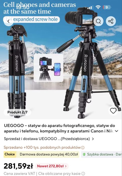 Sprzedam statyw UEGOGO 74-Inch Camera Tripod