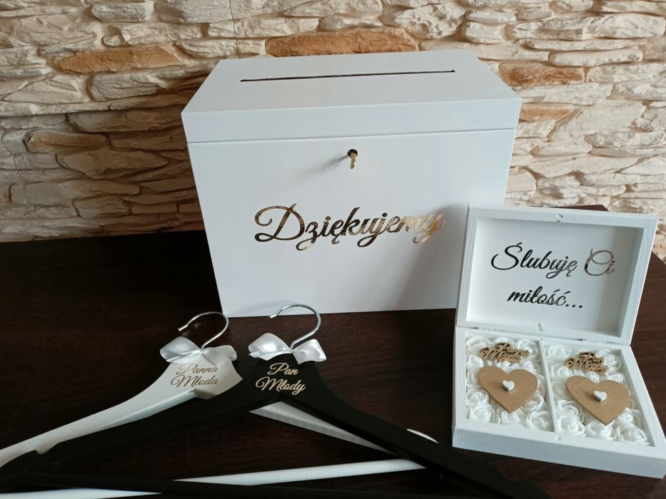 Pudełko na koperty, zestaw pudełek ślubnych Dziękujemy