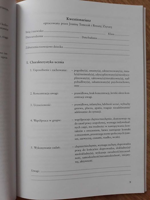 Tomczak Kwestionariusz diagnozy i narzędzia badawcze w terapii pedag