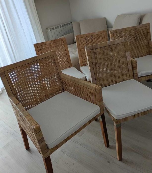6 Cadeiras de Jantar Kenay em Madeira e Rattan Natural