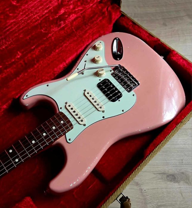 MJT BUZZ Yellowjacket Pink Shell Relic HSS Stratocaster!