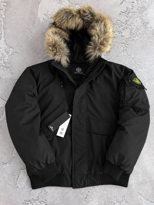 Куртка бомбер Stone Island з натуральним лисячим хутром