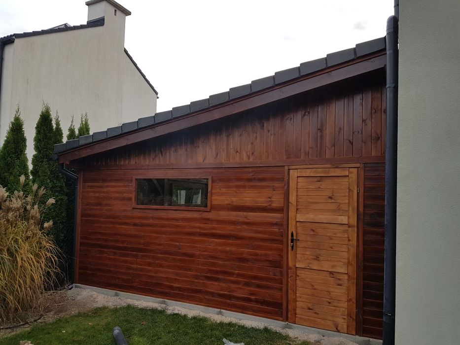 Wiata drewniana na samochód 3.5x6m blachodachówka