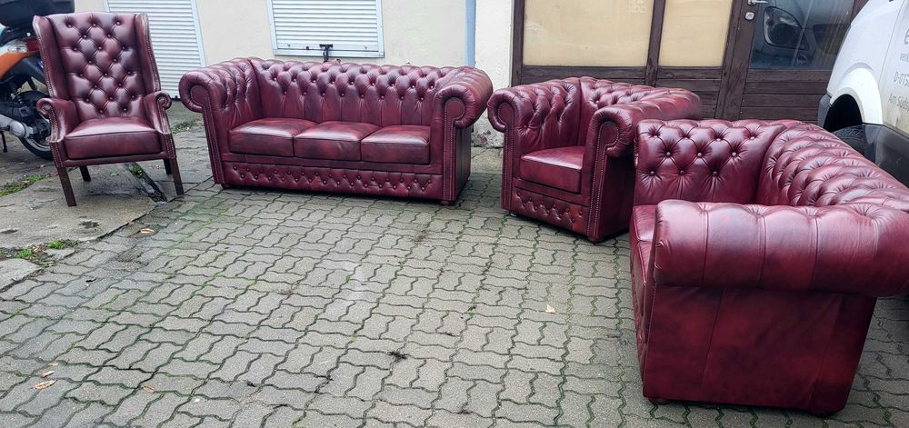 Chesterfield Classic 3+2+1 Skóra naturalna, promocja !!!