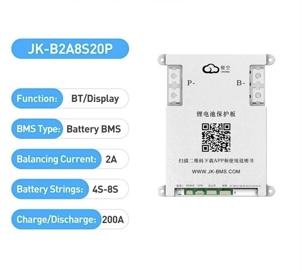 Jikong Smart BMS JK-B2A8S20P BMS 200A 4S-8S 2A Lifepo4/Li-ion