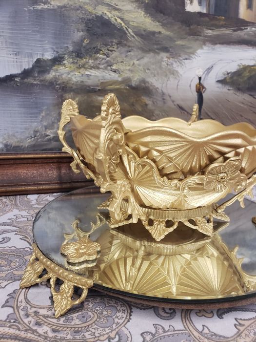 centro mesa/fruteira dourado