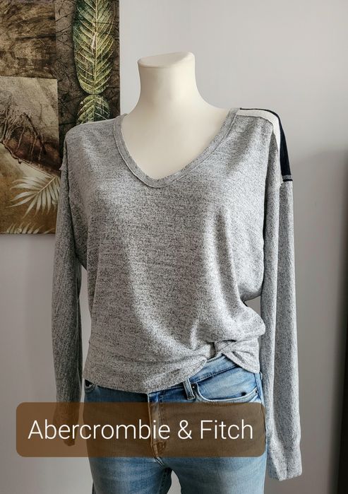 Abercrombie & Fitch krótki szary sweterek bluzka z dużym dekoltem 36 M