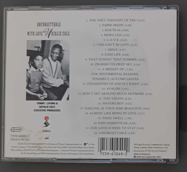 CD "Unforgettable", de Natalie Cole, em ótimo estado, como novo
