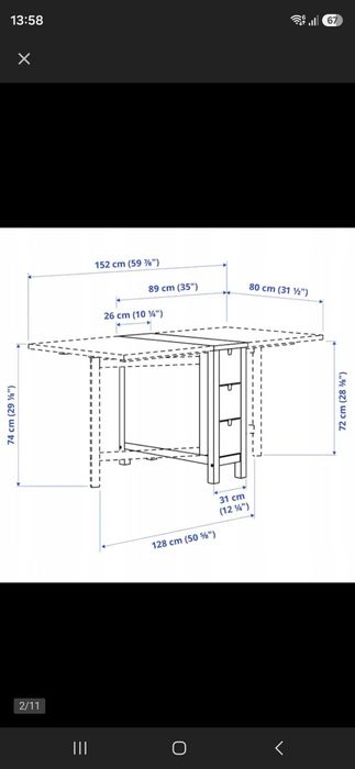 Stol rozkladany ikea, stan idealny NORDE