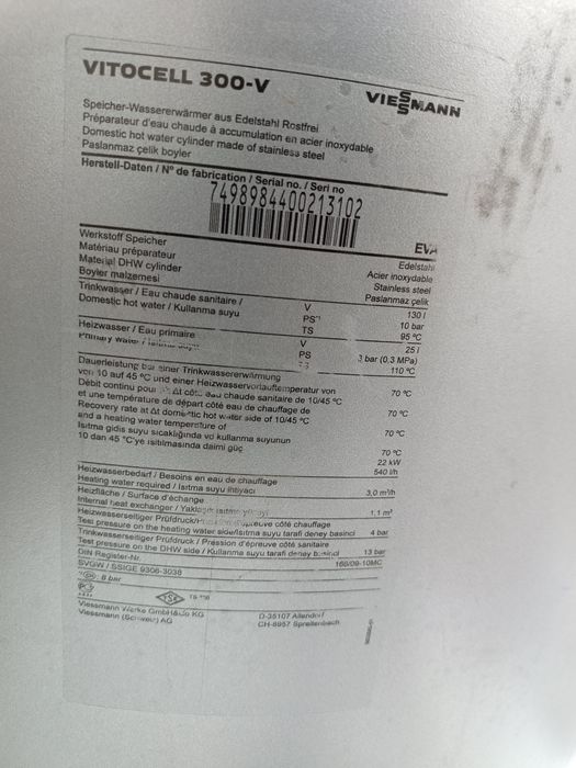 Bojler Viessmann 130L ze stali nierdzewnej
