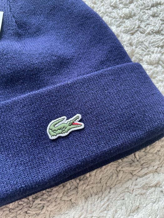 Lacoste czapka, granatowa, rozmiar uniwersalny, unisex, ciepła