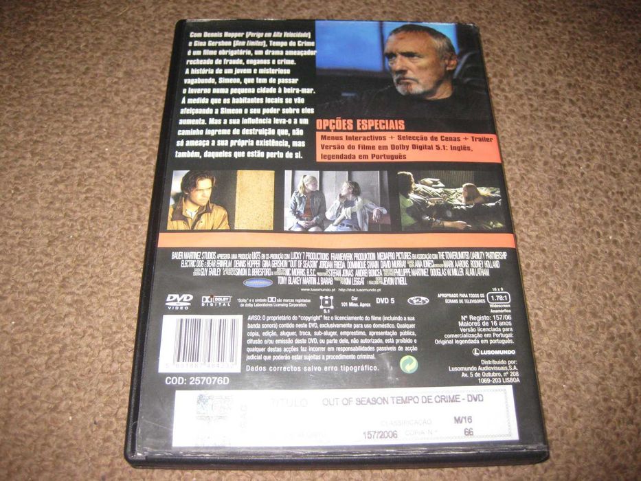 DVD "Out Of Season- Tempo de Crime" com Dennis Hopper/Raro!