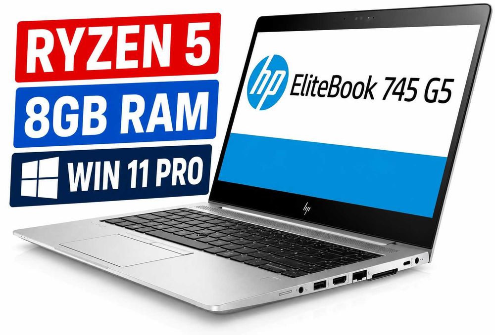 HP EliteBook 745 G5 Ryzen 5 8GB SSD FHD Win11 Pro - biznesowy laptop premium