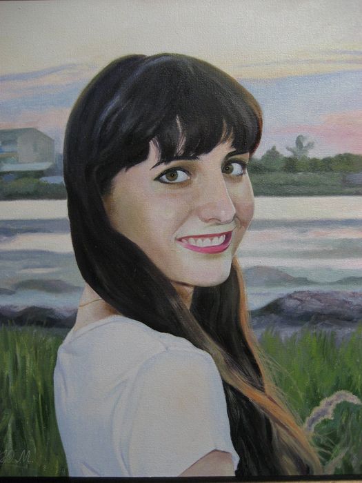 "Портрет девушки маслом в реалистическом стиле"
