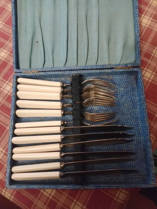 Conjunto talheres de peixe banhado a prata