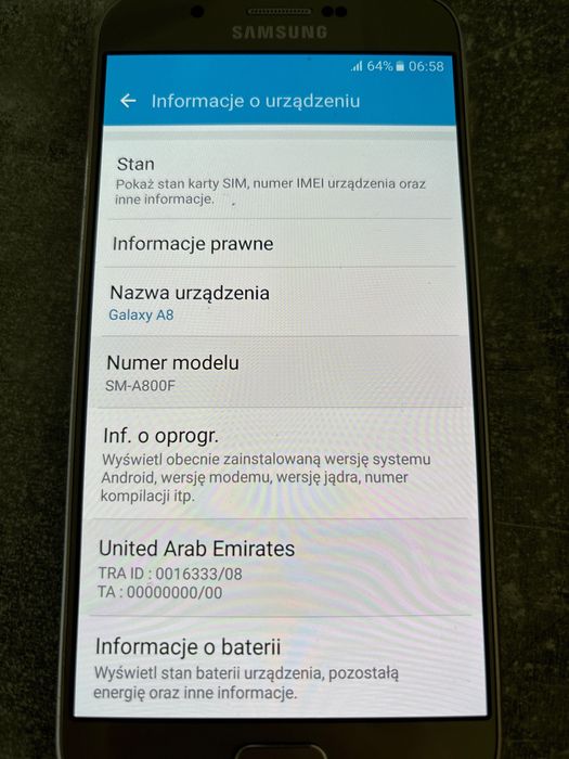 Samsung Galaxy A8 duos srebrny używany 2016