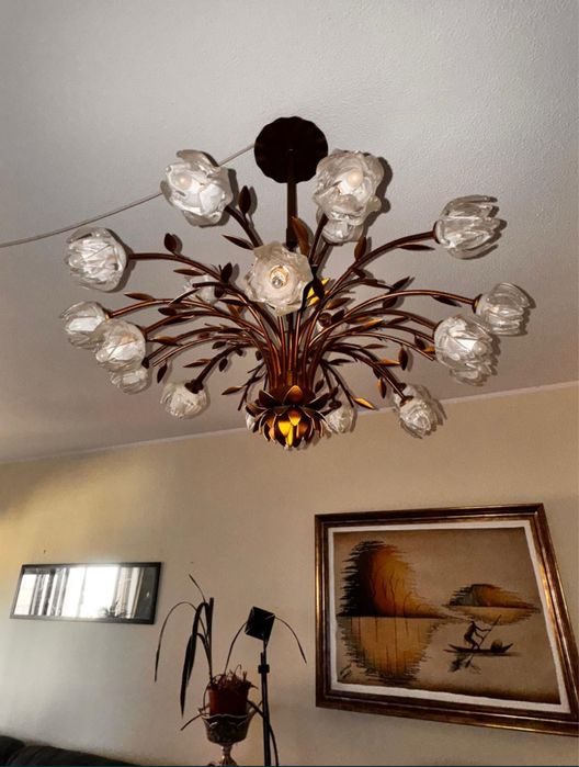 Candeeiro tecto Cobre Flores