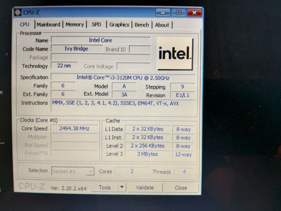 Procesor i3 3120 CPU 2.50 GH