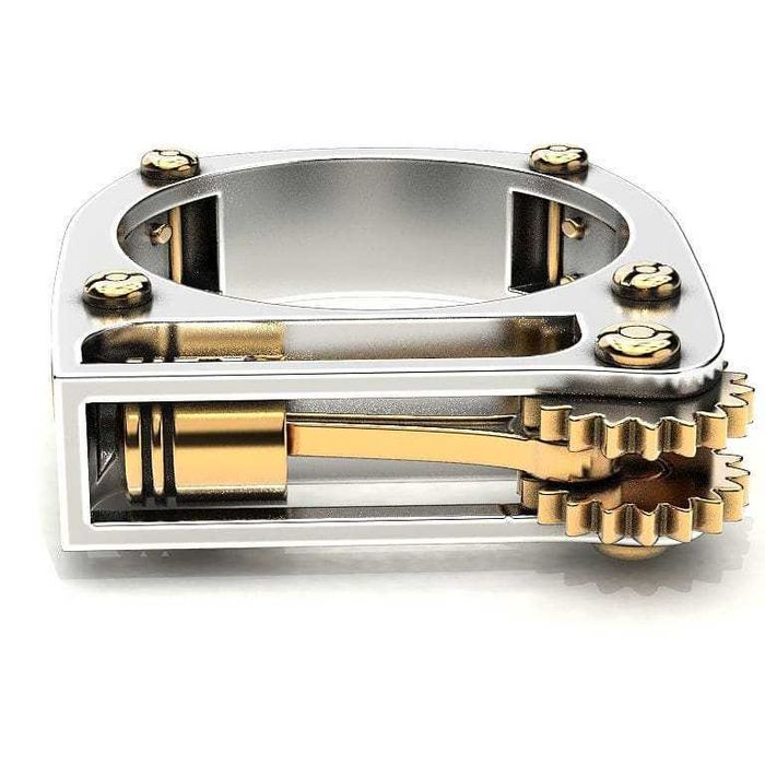 Sygnet pierścień męski złoty tłok designerski projekt