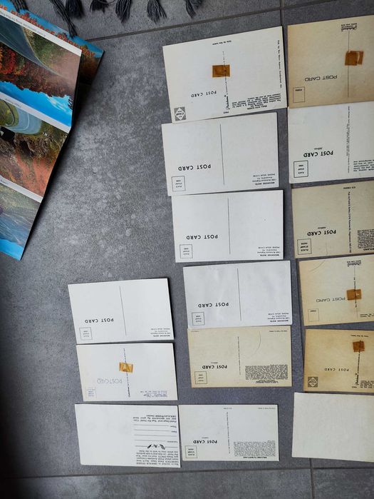 Zestaw pocztówek 60-70te lata XXw. USA 18 + folder SUPER!