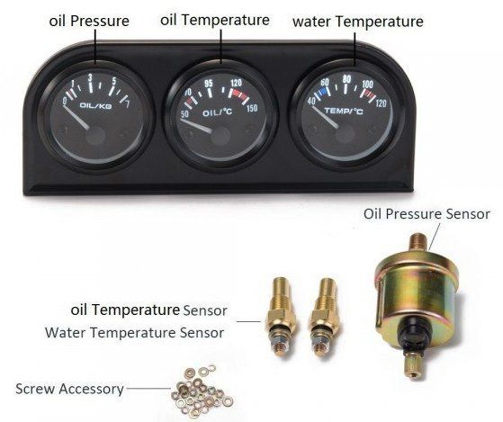 ZEGAR x3 Zegary Volt Ciśnienia Oleju Temperatury Wody Oleju Wskaźnik