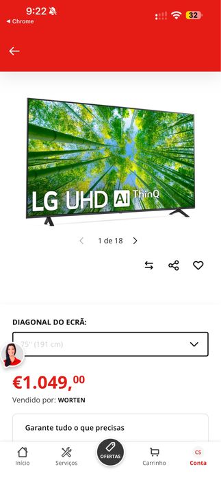 TV LG 75UQ80006LB  /     Soundbar LG SP2