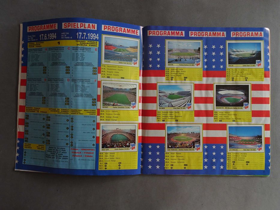 Caderneta cromos de futebol USA 94 World Cup Panini (falta 1 cromo)
