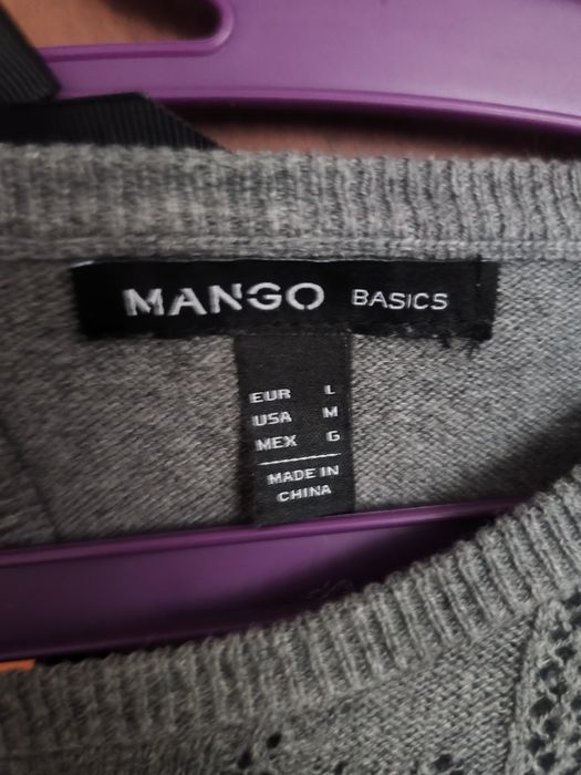 Szary sweter ażurowy mango m 38 l 40