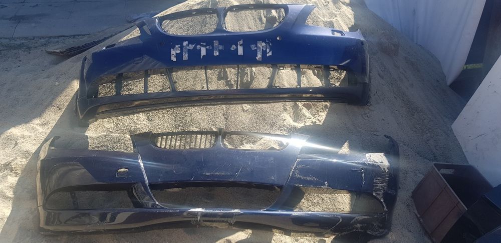 BMW 3 e90 e91 Zderzak Przód Przedni Granatowy Uszkodzony Kratka Nerka
